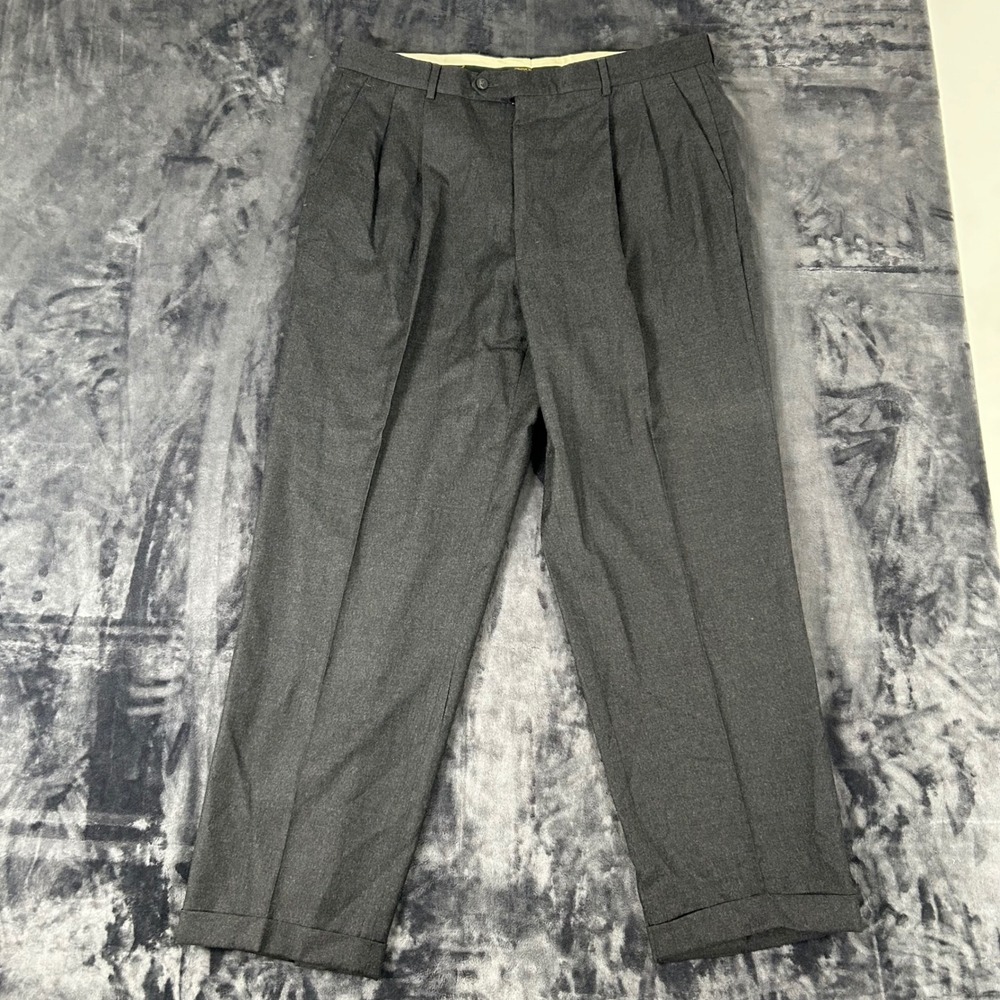 Principe Dress Pants Mens 38 Gray Wool Cashmere Pleated Cuffed Made in Italy